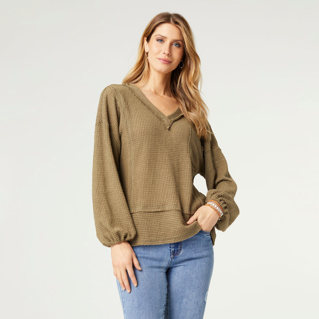 Monroe V-Neck Soft Waffle Top