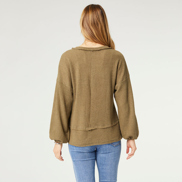 Monroe V-Neck Soft Waffle Top