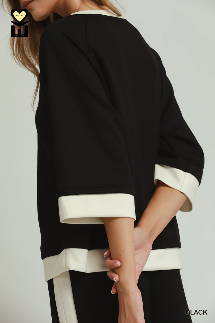 Luxeknit Colorblock Crewneck Raglan Sleeve Top