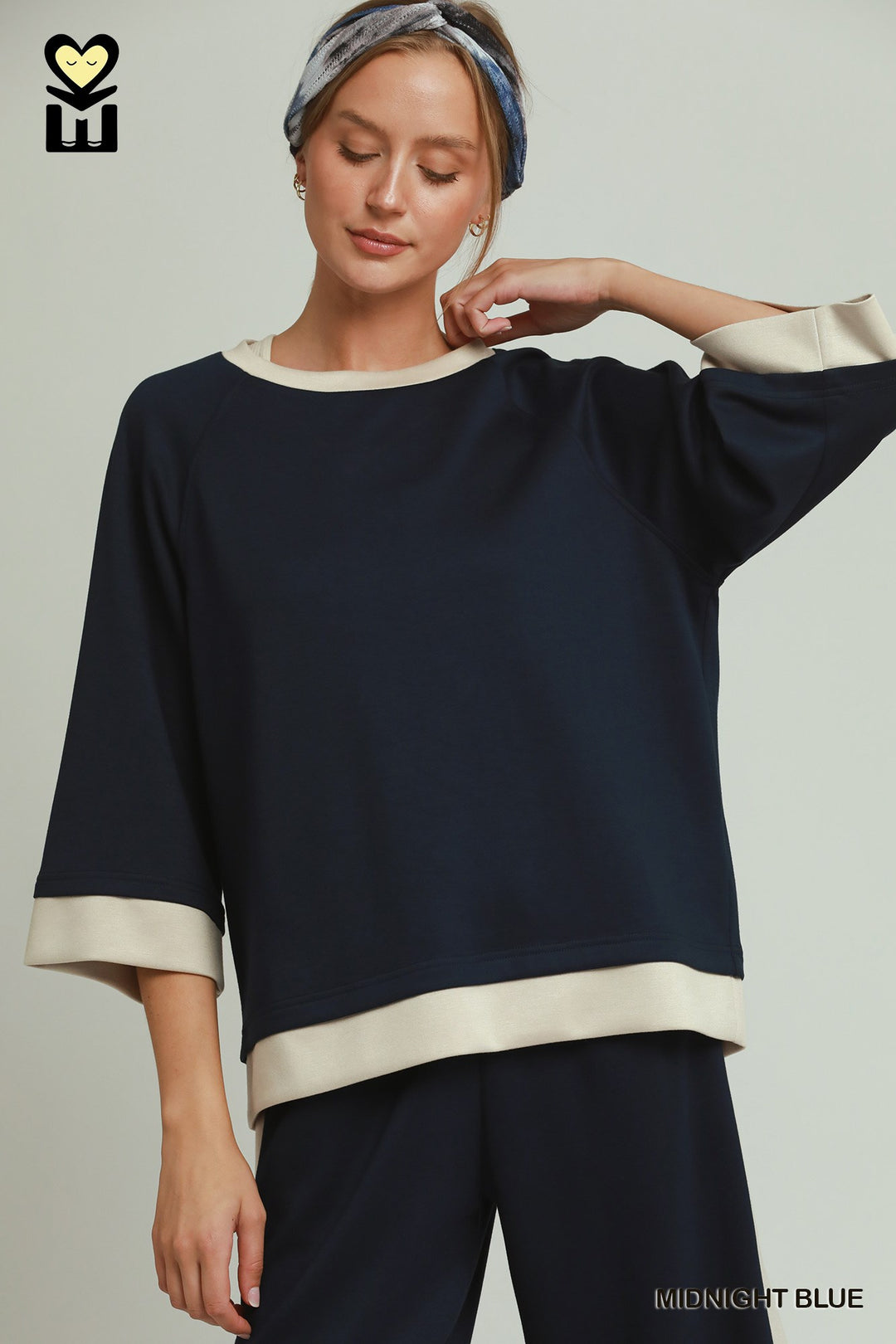 Luxeknit Colorblock Crewneck Raglan Sleeve Top