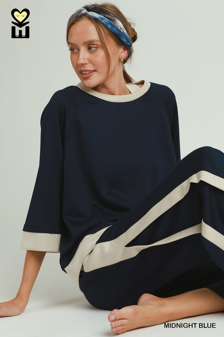 Luxeknit Colorblock Crewneck Raglan Sleeve Top