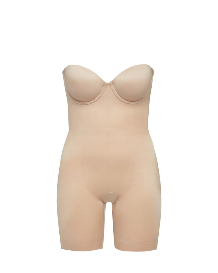 SPANXshape Suit Your Fancy Strapless Cupped Mid-Thigh Bodysuit