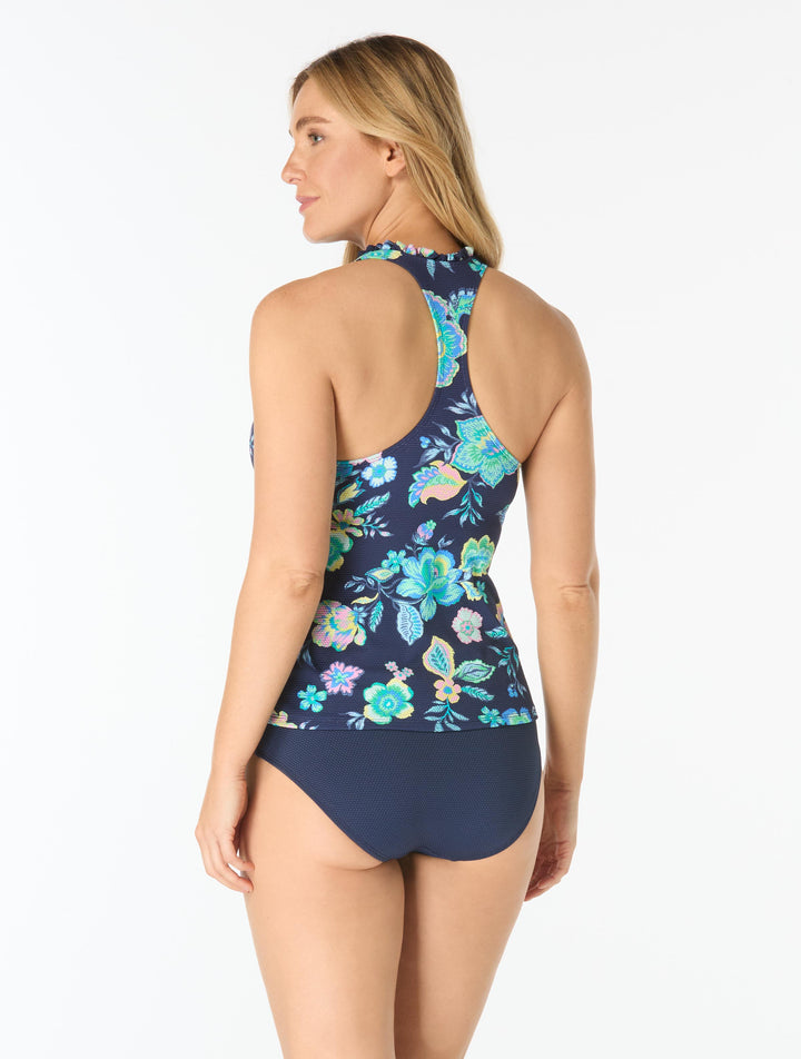 Nina Ruffled Trim Textured Tankini Top