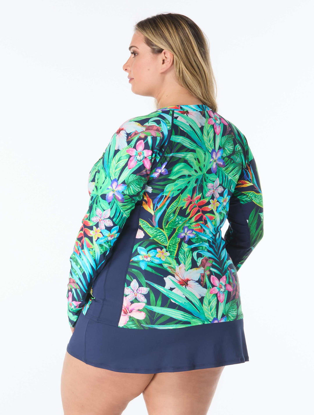 Ava Plus Zip Front Rashguard / Tropical Paradise