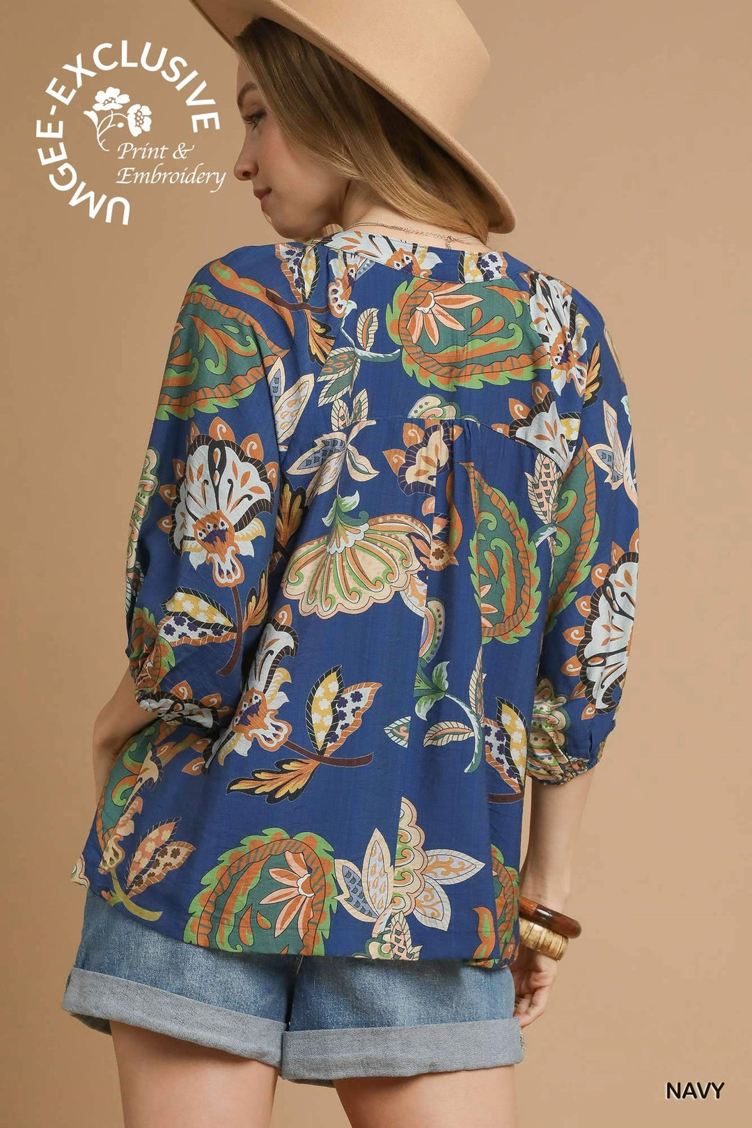 Boho Paisley Puff Sleeve Blouse
