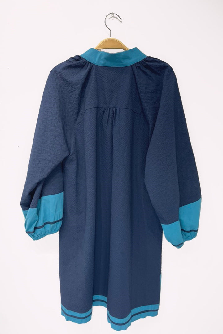 Colorblock Trim V-Neck Tunic Dress
